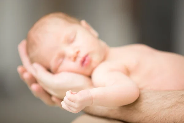 Yeni doğan erkek avuç içi yalan uyku — Stok fotoğraf