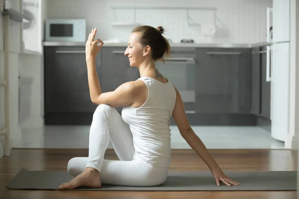 Ardha Matsyendrasana pose — Stock Photo, Image