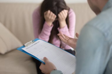 Psikolog başlangıç kendimi depresyona Bayan hasta ile çalışma