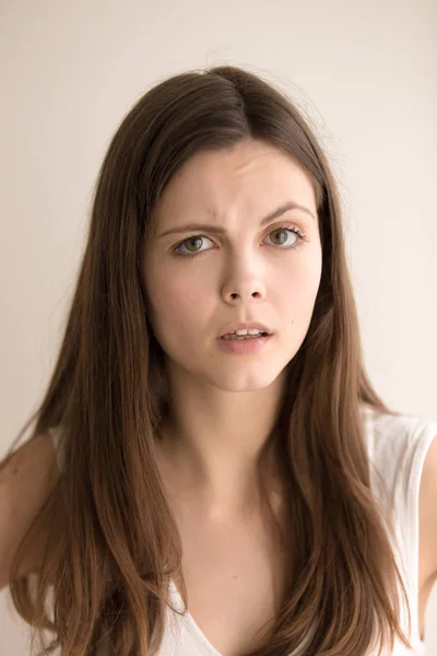 Headshot portrait of disappointed young woman — Stock Photo, Image