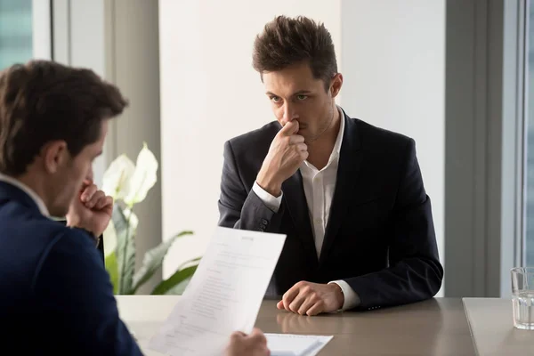 Worried job applicant waiting hiring decision — Stock Photo, Image