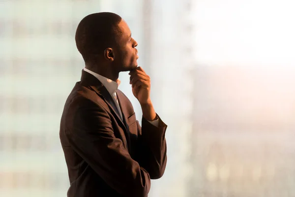 Pensive african american CEO pondering decision — Stock Photo, Image