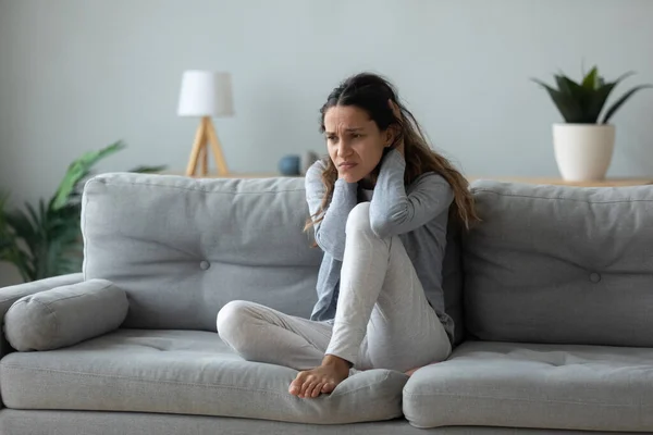 Desperate woman lost in sad thoughts goes through divorce — Stock Photo, Image