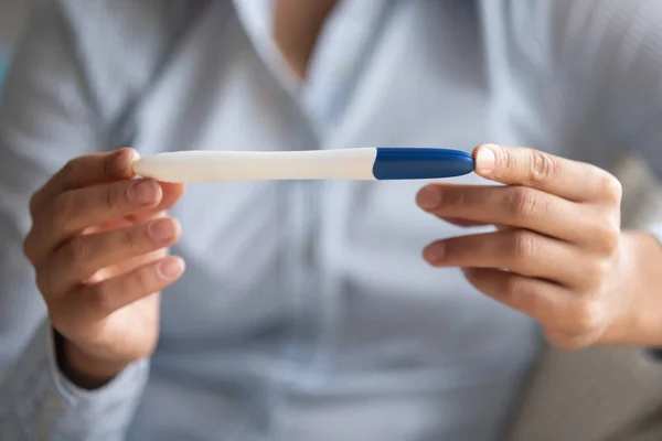 Young woman hold ovulation test try getting pregnant — Stock Photo, Image