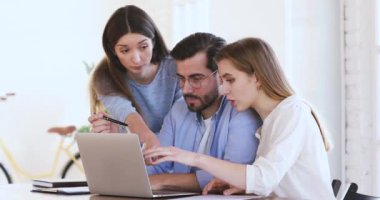 Professional team brainstorm on digital marketing strategy use laptop