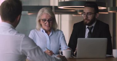 HR manager holding job interview meeting with candidate.