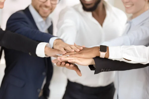 Diverse people with joined hands as a team. — Stock Photo, Image