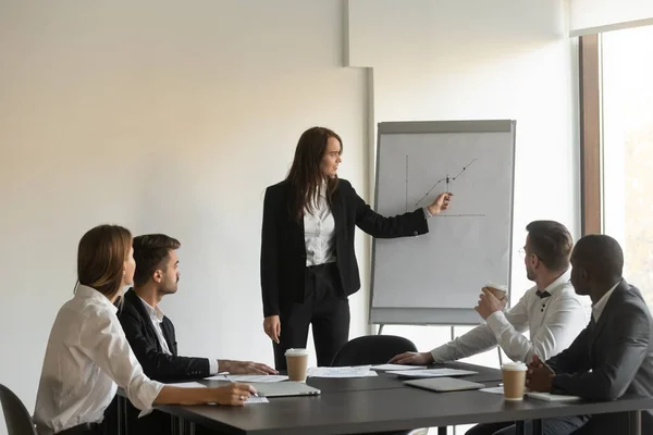 Grupo de gerentes escuchando a un joven orador en el taller . — Foto de Stock