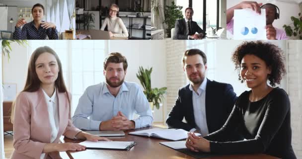 Межрасовые деловые люди участвуют в видеоконференции — стоковое видео