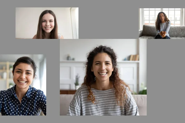 Különböző nők van online képzés webkamera együtt — Stock Fotó