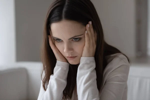 Distressed millennial girl suffer from mental problems — Stock Photo, Image