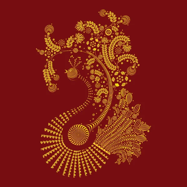 Coq fleuri décoré — Image vectorielle
