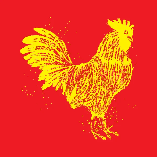 手描きの雄鶏のシンボル — ストック写真