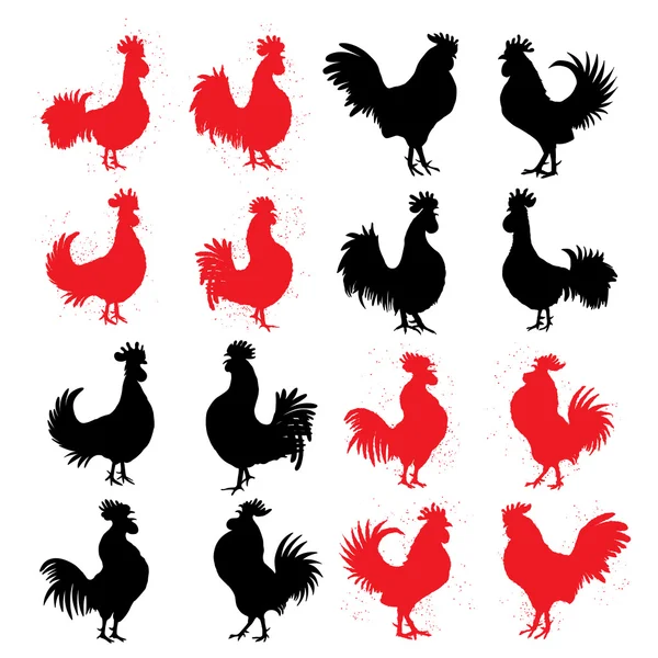 Set of rooster labels — Stock Vector