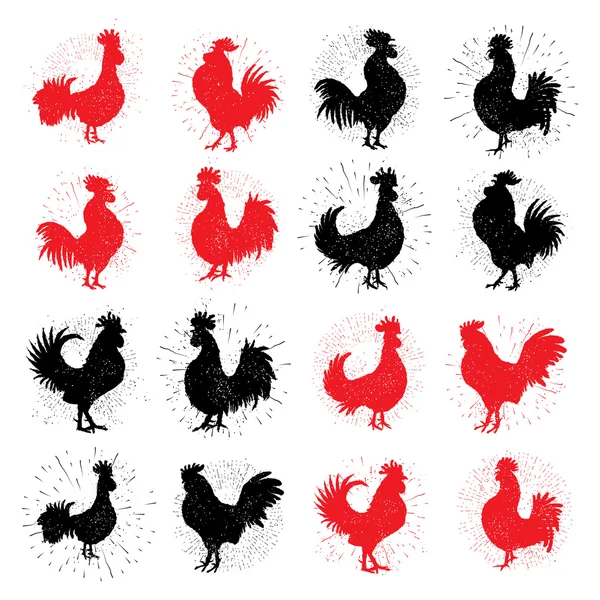 Set of rooster labels — Stock Vector