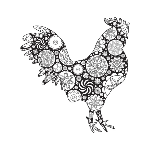 Ilustración gallo decorado floral — Archivo Imágenes Vectoriales