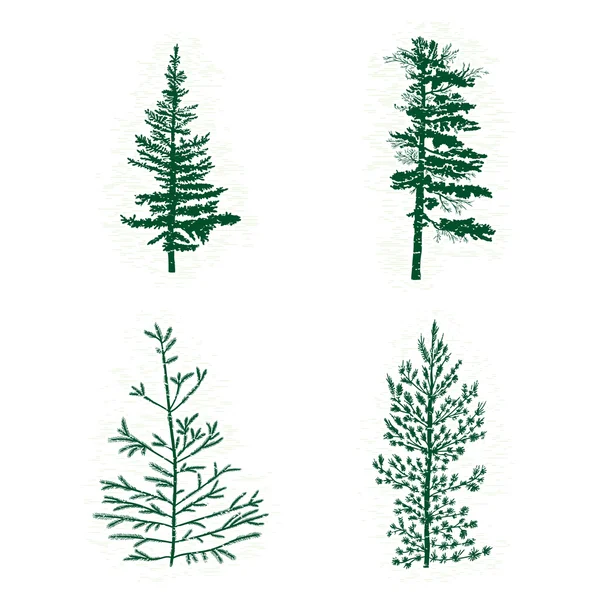 Conjunto de pinos verdes — Vector de stock
