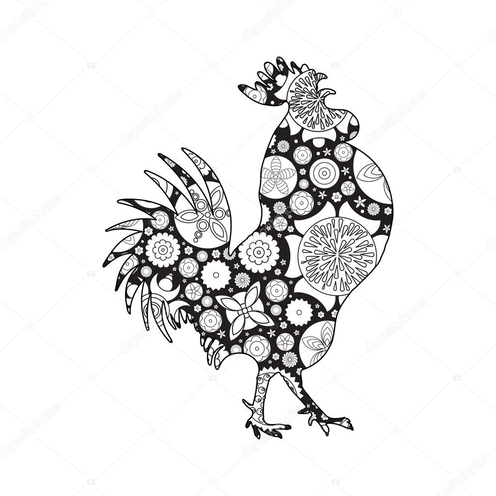 Floral decorated rooster