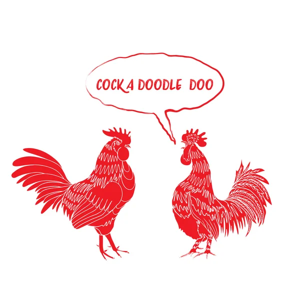 Cock a doodle doo roosters — Stockový vektor