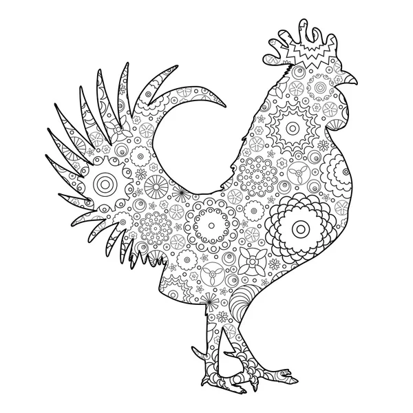 Floral decorated rooster — Stock Vector