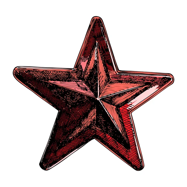 New Year red star decoration — Stockvector