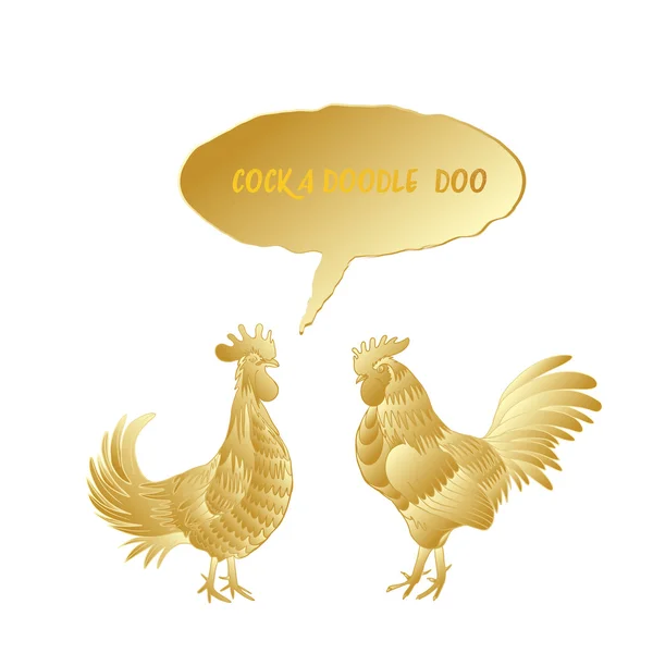 Polla un doodle doo gallos — Vector de stock