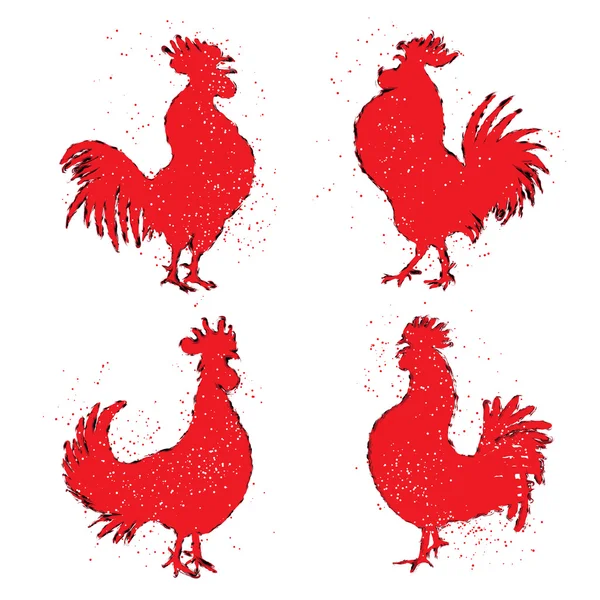 Set of rooster sketches — Stock Vector