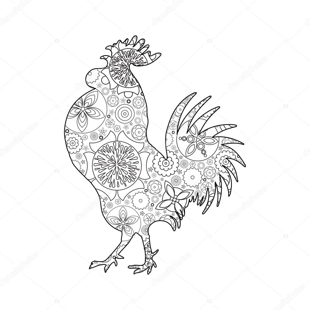 Floral decorated rooster