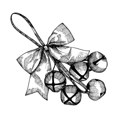 Christmas decoration bow with Jingle bells clipart