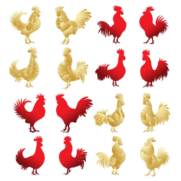 Set of rooster sembols — Stock Vector
