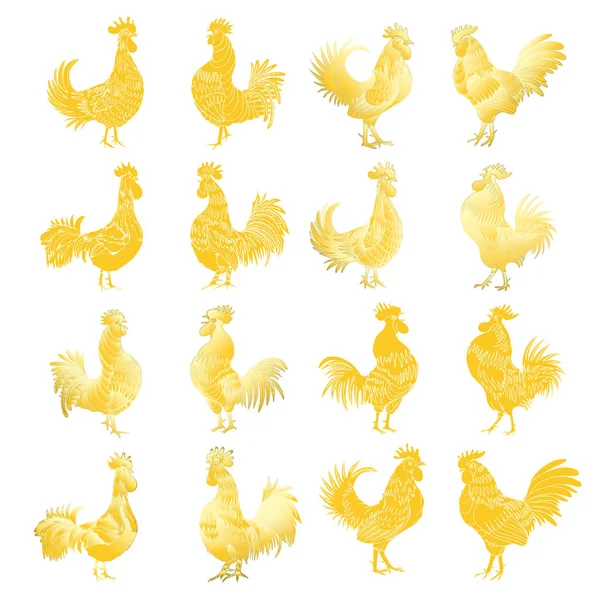 Set of rooster sembols — Stock Vector