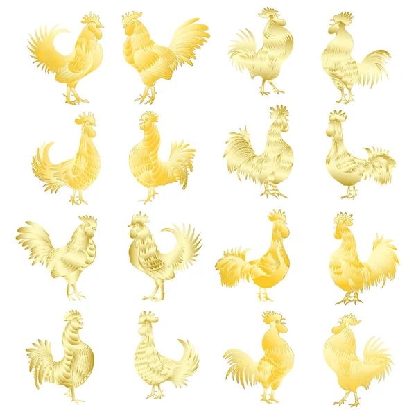 Set of rooster symbols — Stock Vector