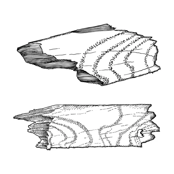 Pieza de madera rota dibujada a mano — Archivo Imágenes Vectoriales