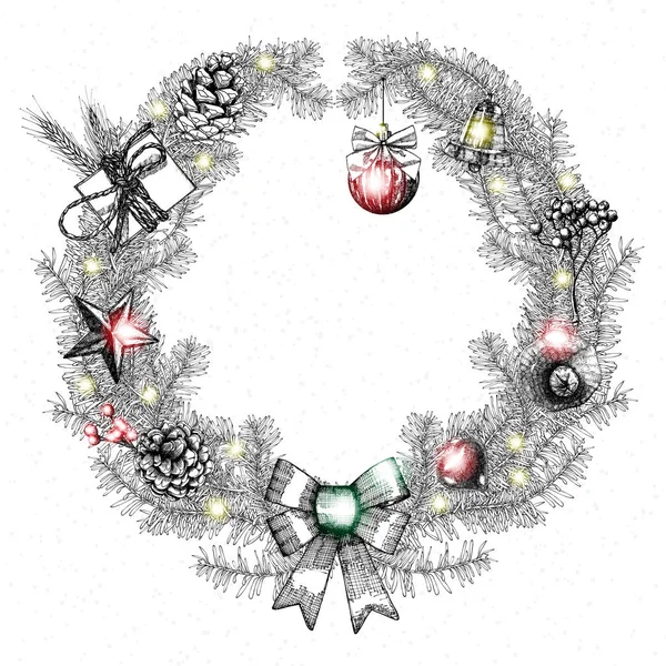 Cadre de couronne de Noël — Image vectorielle