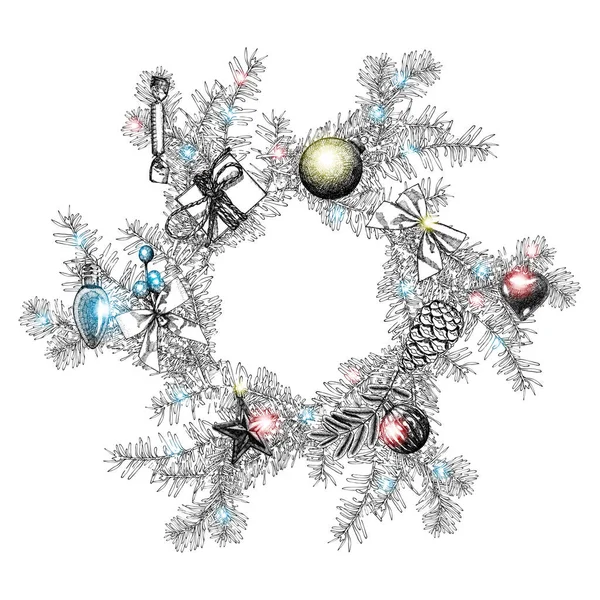 Cadre de couronne de Noël — Image vectorielle