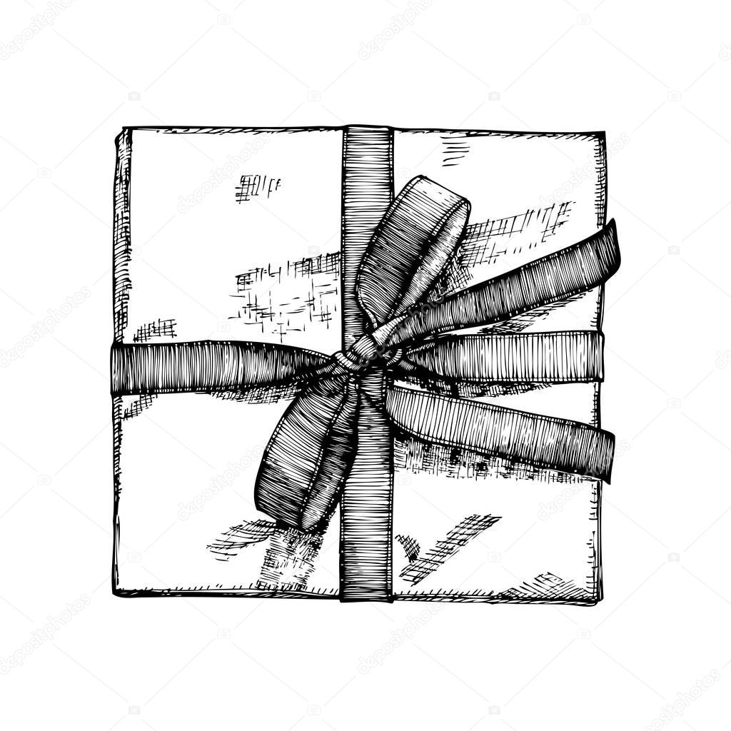 Gift box with ribbon sketch