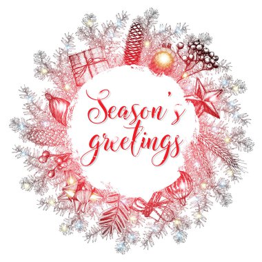 Noel çelenk çerçeve kartı