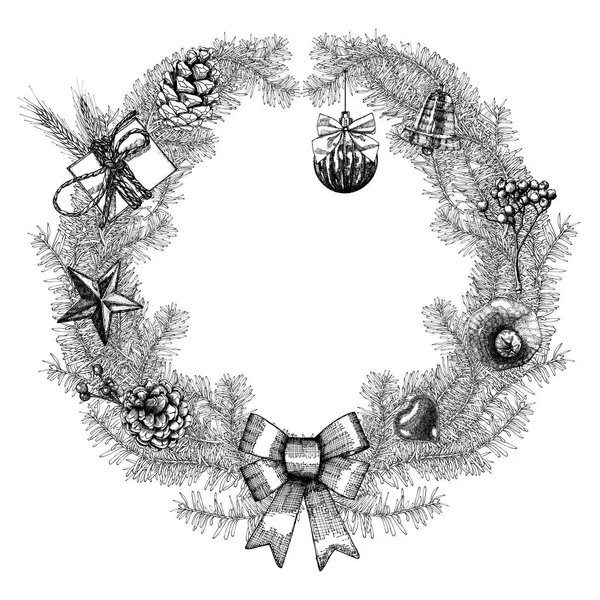 Christmas wreath greeting card — Stock Vector