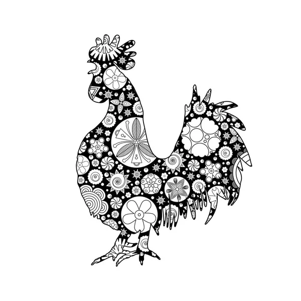 Gallo decorado floral — Archivo Imágenes Vectoriales