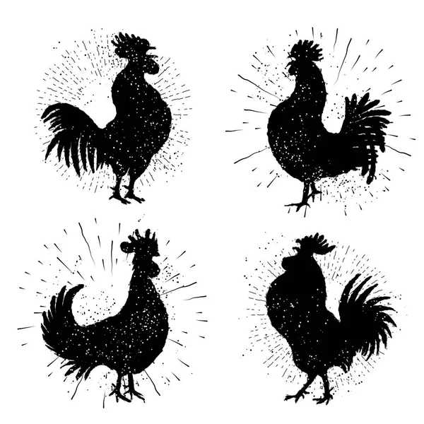 Set of rooster labels — Stock Vector