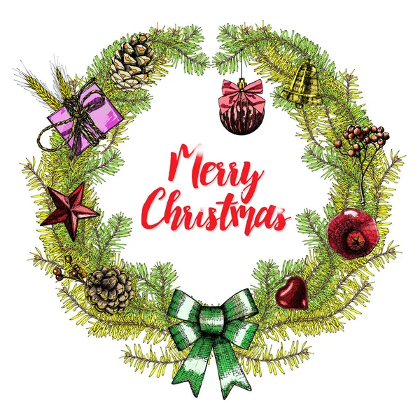 Christmas wreath greeting card