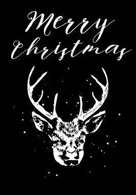 neşeli Noel kartı ile geyik