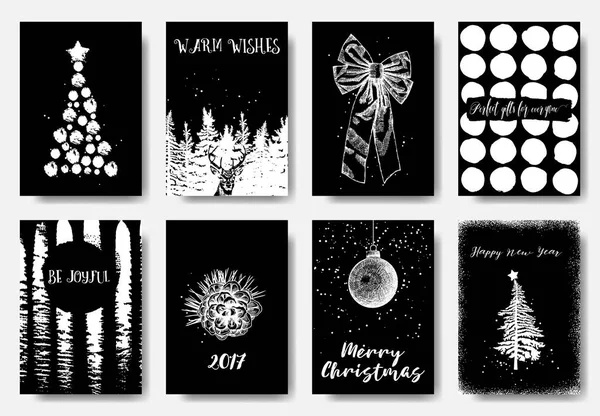 Inverno feriados conjunto de cartão —  Vetores de Stock