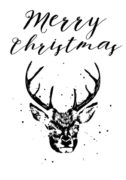 快乐圣诞卡片与鹿 — 图库矢量图片