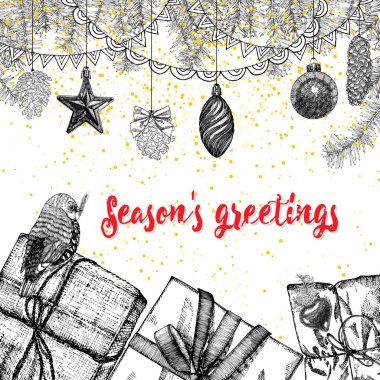 Fırça hat ile Noel tebrik kartı