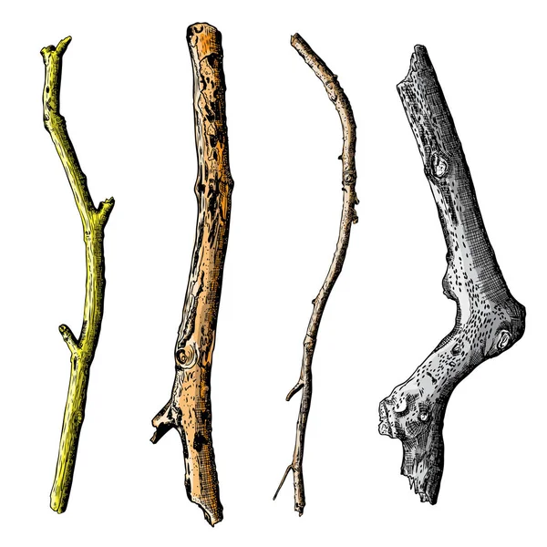 Handritad trä twig set — Stockfoto