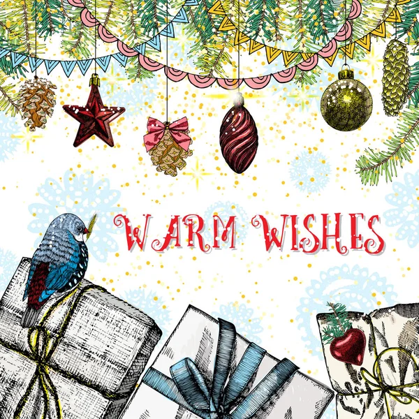 Weihnachtsgrußkarte mit Pinsel-Kalligrafie — Stockfoto