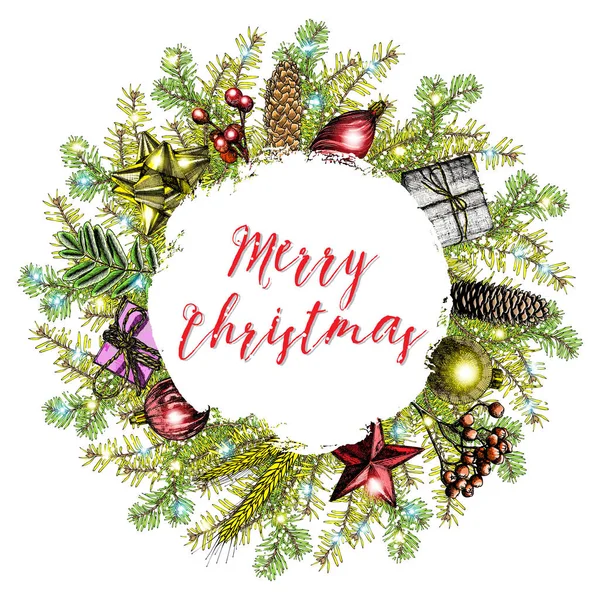 Noel çelengi tebrik kartı.