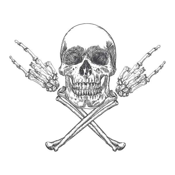 Skull and crossbones handen — Stockvector