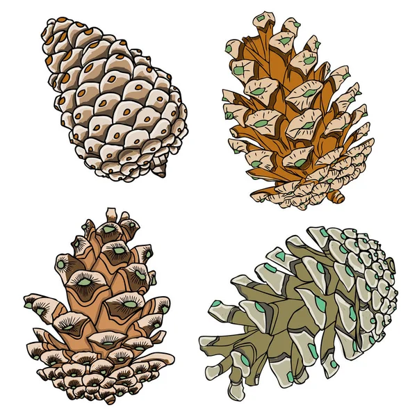 Conjunto de conos pintados de acuarela — Archivo Imágenes Vectoriales